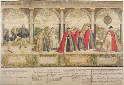 Procession composite imaginaire des Chevaliers de la Jarretière, gravée par Marcus Gheeraerts l